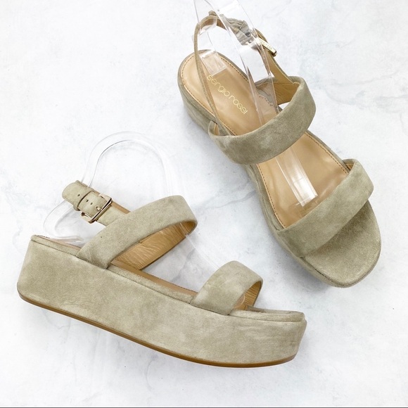 [Sergio Rossi] Classic Suede Platform Sandals - Picture 1 of 7